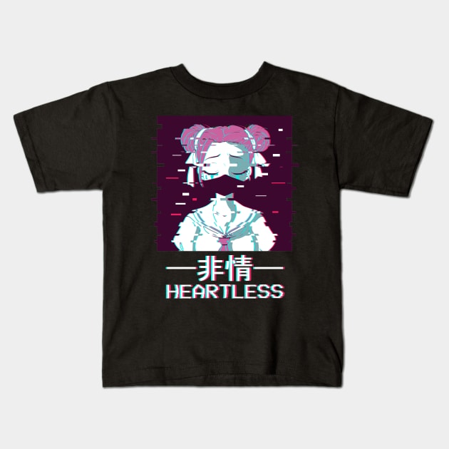 Heartless Geisha Vaporwave Anime Aesthetic Gift Kids T-Shirt by Alex21